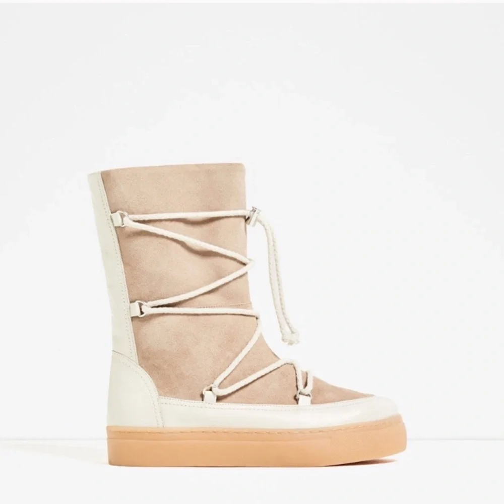 ZARA SPLIT SUEDE LACE UP BOOTS BRAND NEW WITH TAGS US 8 EUR 39 - Picture 3 of 6